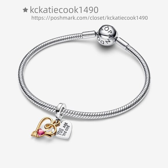 Pandora Engravable Heart & Arrow Double Dangle Charm - Picture 4 of 6